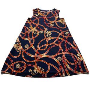 Apt. 9 Women's Tent Dress Nautical Print Textured Size S Navy Blue Red